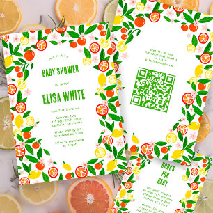 Invitation Citrus Celebration CUSTOM QR Code BABY SHOWER