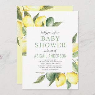 Invitation Citrus citron Baby shower d'aquarelle moderne  