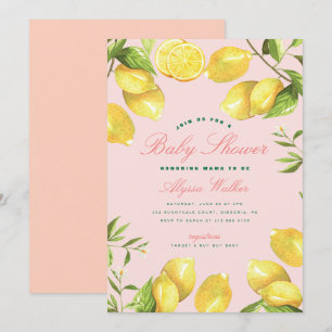 Invitation Citrus citron Baby shower neutre