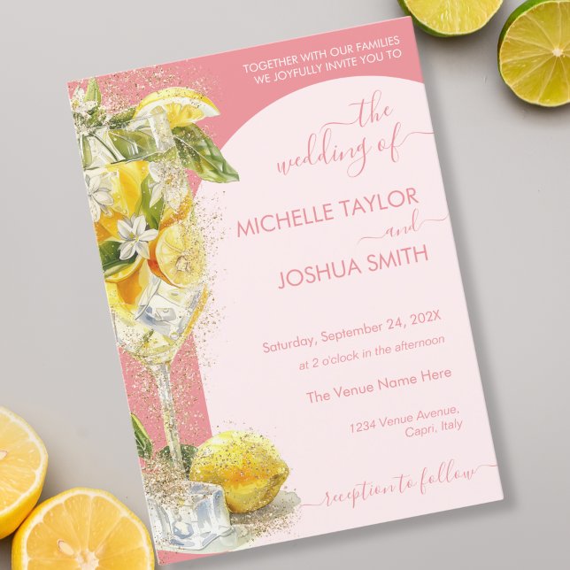Invitation Citrus citron Limoncello Destination été Mariage (Créateur téléchargé)