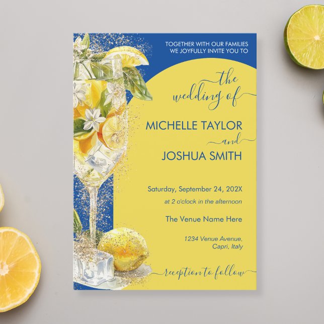 Invitation Citrus citron Limoncello Italie Destination Mariag (Créateur téléchargé)