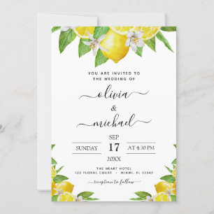 Invitation Citrus citron Mariage jaune