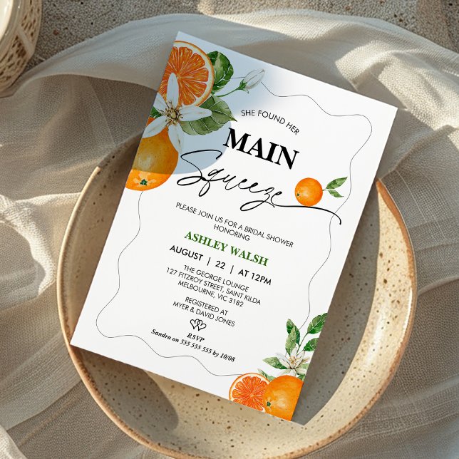 Invitation Citrus Elle A Trouvé Sa Fête des mariées Squeeze (Citrus She Found Her Main Squeeze Bridal Shower Invitation, Orange Bridal Shower Invitation, Citrus )