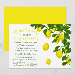 Invitation Citrus Fête des mariées jaune Citron et Mariage ve