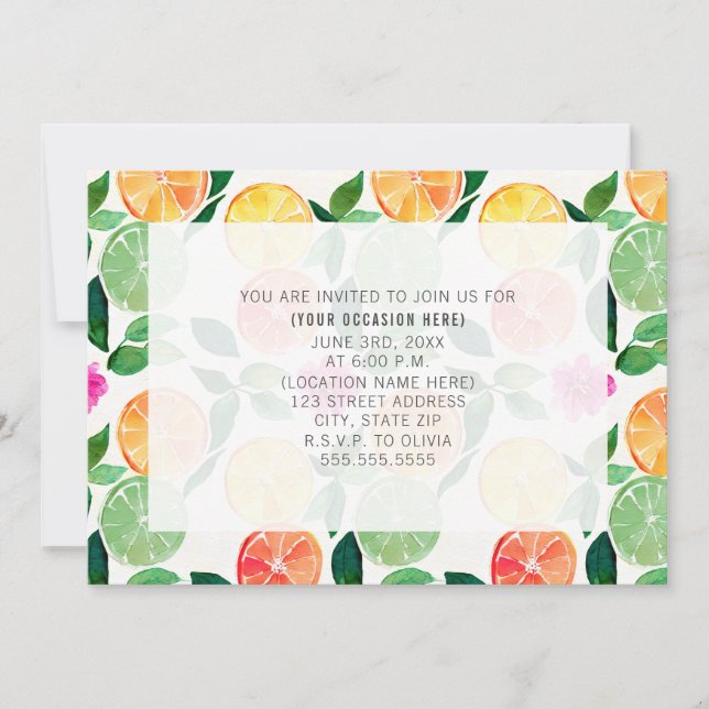 Invitation Citrus Floral All Purpose Générique Party (Devant)