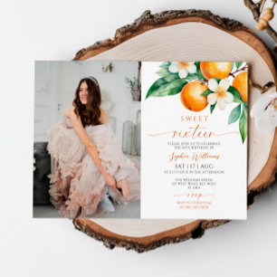 Invitation Citrus Floral Photo Sweet 16 Anniversaire Invitati