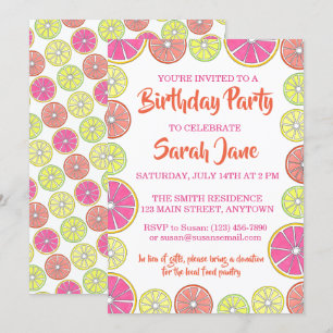 Invitation Citrus Fruit Citron Lime Orange Grappe