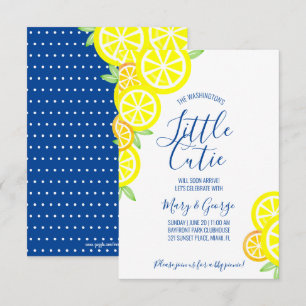 Invitation CITRUS garçon ou fille BABY SHOWER citron bleu