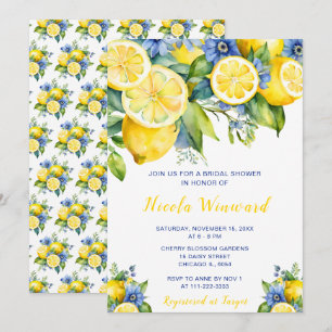 Invitation Citrus Lemon Fête des mariées méditerranéenne