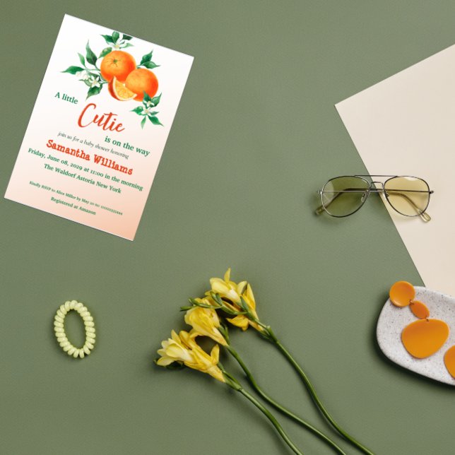 Invitation Citrus Little Cutie Sur Le Chemin Baby shower Oran (Créateur téléchargé)
