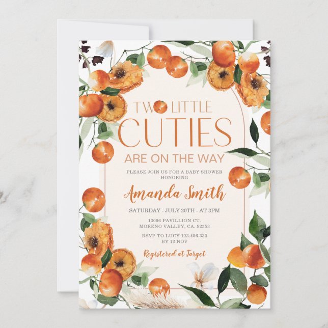Invitation Citrus Orange Deux petites cuites sont sur le chem (Devant)