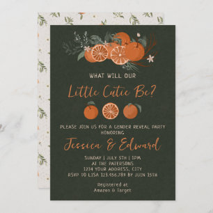 Invitation Citrus Orange Vert Petite Cutie Révélation de genr