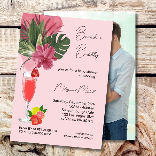 Invitation Citrus Purple Brunch Et Bubbly Baby shower photo (Créateur téléchargé)