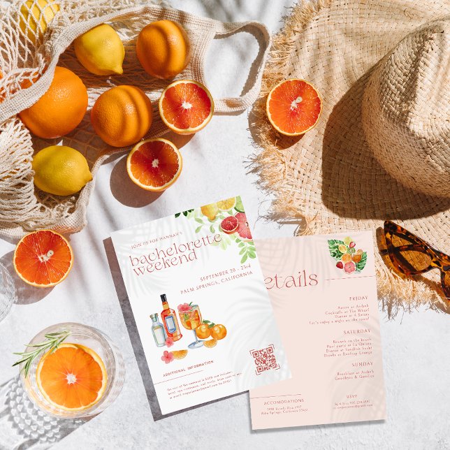 Invitation Citrus Spritz tropical | Fin de semaine de bachelo (Créateur téléchargé)