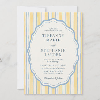 Invitation Citrus Yellow Elegant Modern Stripe Wedding