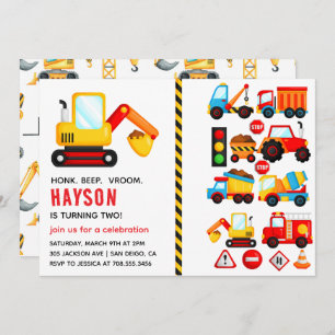 Invitation City Transportation Truck 2e fête d'anniversaire