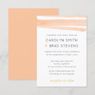 Invitation Clair rose Blush or moderne Aquarelle Mariage