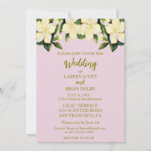 Invitation Clair rose et or Calla Lilies Mariage de verdure