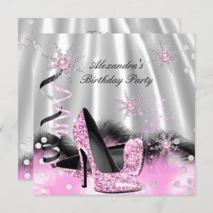 Invitation Clair rose haut talons Silver Anniversaire