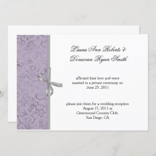 Invitation Clair violet gris blanc Damas Mariage