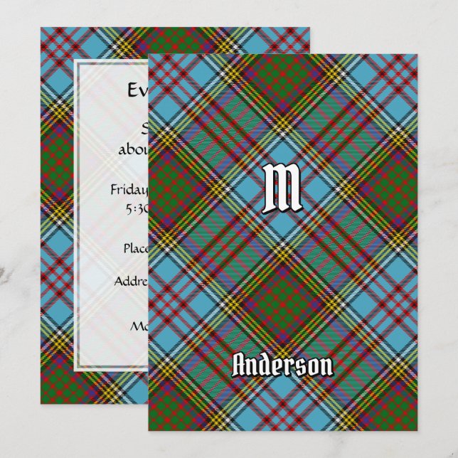 Invitation Clan Anderson Tartan (Devant / Derrière)