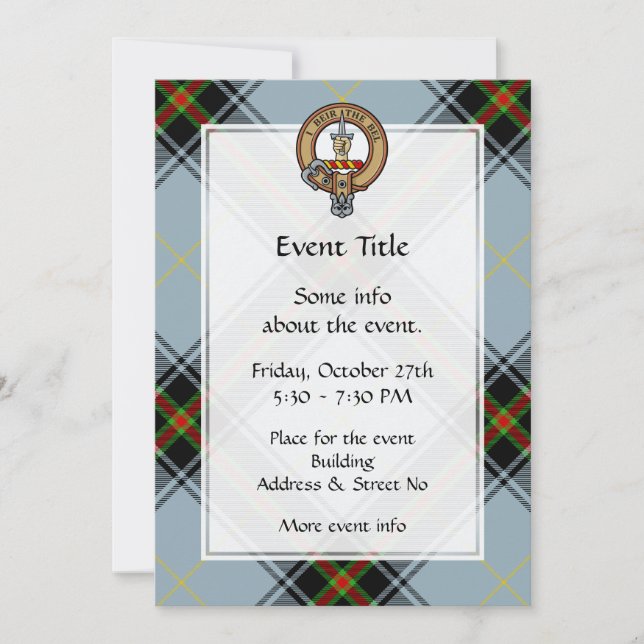 Invitation Clan Bell Crest sur Tartan (Devant)