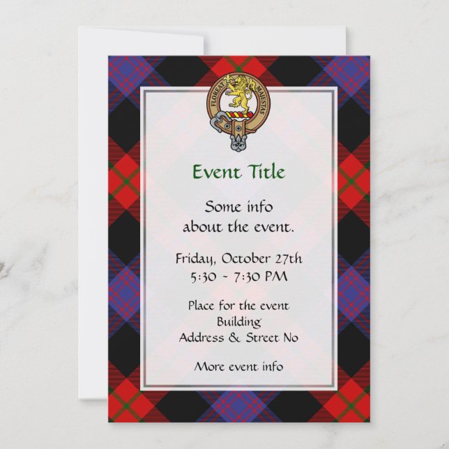 Invitation Clan Brown Crest sur Tartan (Devant)