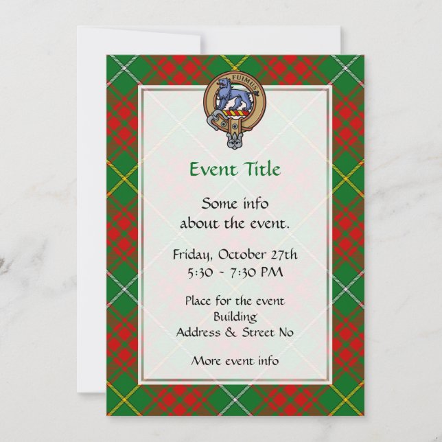 Invitation Clan Bruce Crest sur la chasse Tartan (Devant)