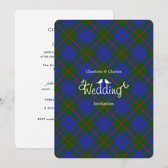 Invitation Clan écossais Tartan Plaid Mariage modifiable (Devant / Derrière)
