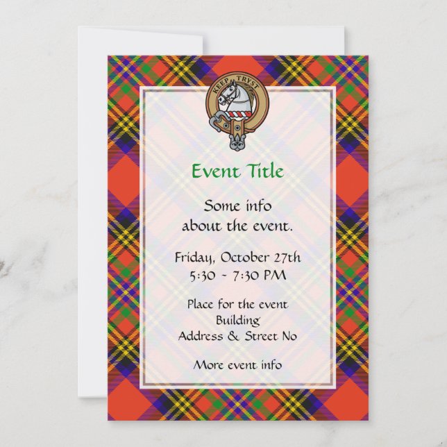 Invitation Clan Hepburn Crest sur Tartan (Devant)