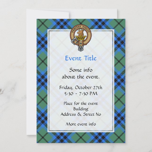 Invitation Clan Keith Crest sur Tartan (Devant)