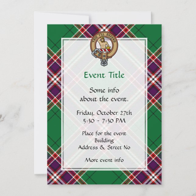 Invitation Clan MacFarlane Crest sur Tartan de chasse moderne (Devant)