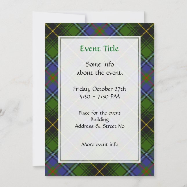 Invitation Clan MacInnes Tartan (Dos)