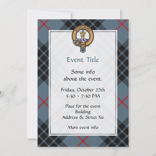 Invitation Clan MacKay Crest sur Blue Tartan (Devant)