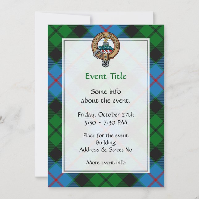 Invitation Clan Morrison Crest sur la chasse Tartan (Devant)