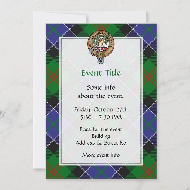Invitation Clan Paterson Crest sur Tartan (Devant)