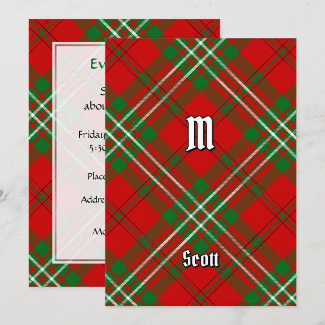 Invitation Clan Scott Red Tartan (Devant / Derrière)