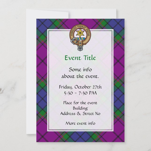 Invitation Clan Wardlaw Crest sur Tartan (Devant)