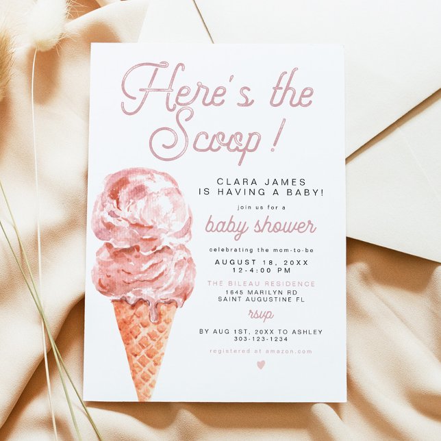 Invitation CLARA Retro Glace Cream Voici le Baby shower Scoop (Créateur téléchargé)