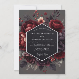 Invitation Claret Chiaroscuro Fleur de Mariage