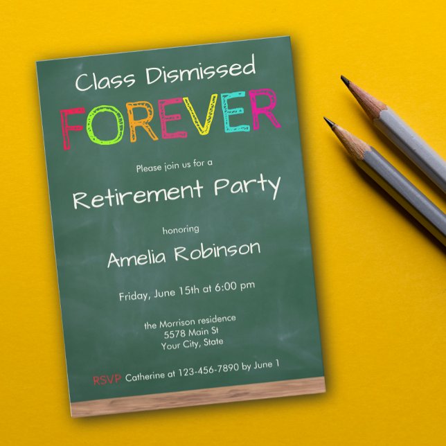 Invitation Class Dismissed Forever Teacher Retirement Party (Créateur téléchargé)