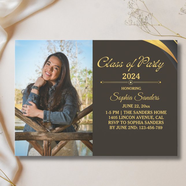 Invitation Class of Party Graduation Elegant 2 photos (Créateur téléchargé)