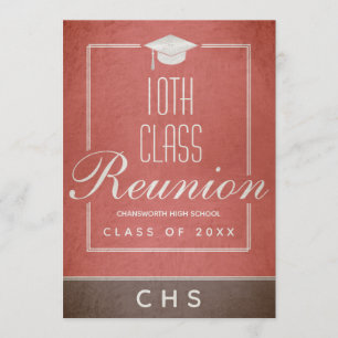 Invitation Classe 10e Réunion Élégant Script Rouge Noir