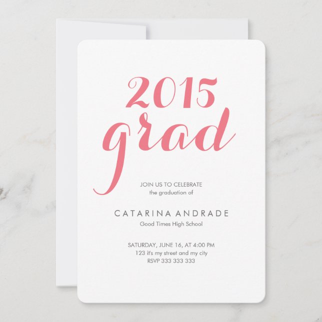 Invitation Classe 2015 Photo Graduation High School Script (Devant)