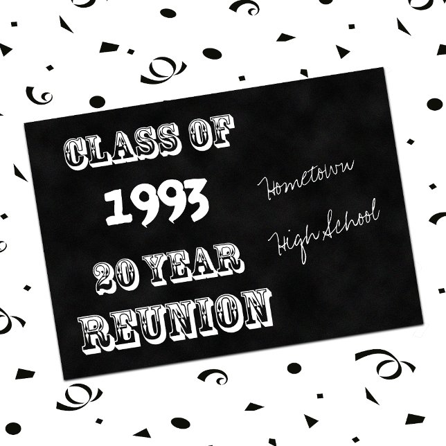 Invitation Classe 20e année Réunion Noir et Blanc (Créateur téléchargé)