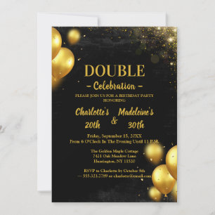 Invitation Classe anniversaire commun Or et Noir