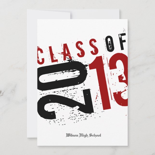 Invitation Classe artistique noire, blanche et rouge de 2013 (Devant)