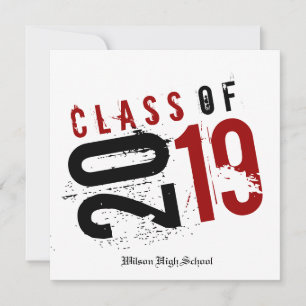 Invitation Classe artistique rouge, noir et blanc de 2019