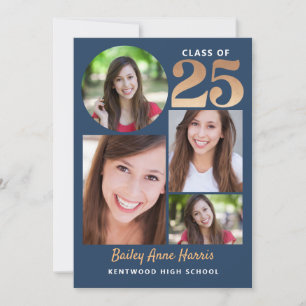 Invitation Classe Bleue Cercle Graduate de 2025 imprimable