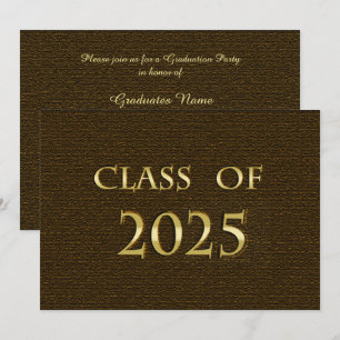 Invitation Classe Brown et or de 2025 Graduation Party Invita